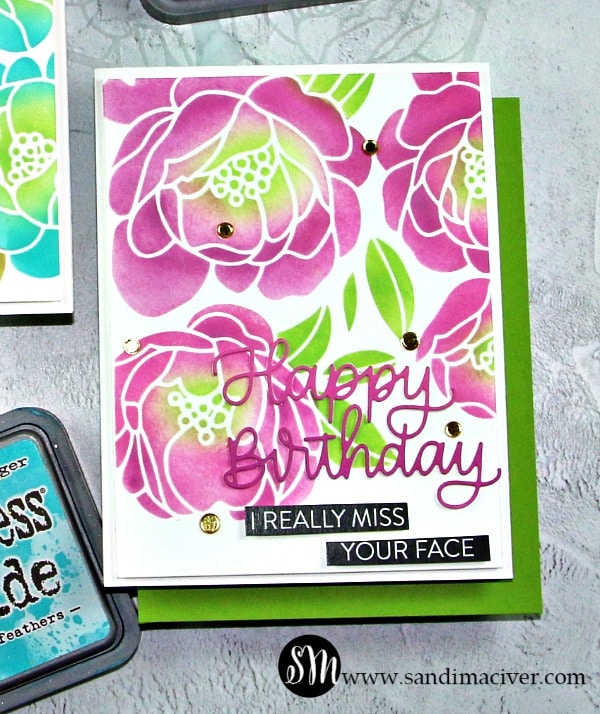 Peony Bouquet Stenciled Birthday