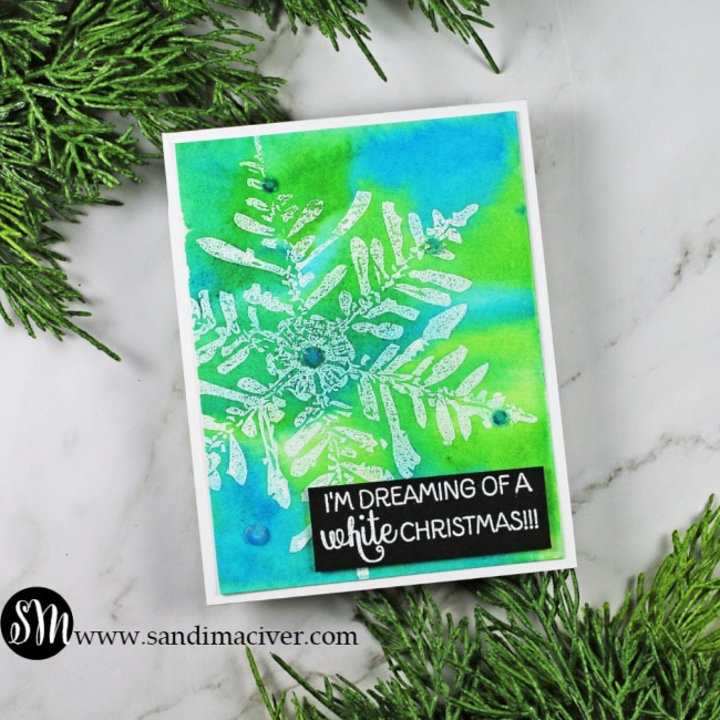 Nuvo Shimmer Powder Snowflake Cards blue and green