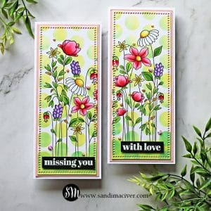 two handmade slimline cards created with cardmaking stamps and dies from Simon Says Stamp