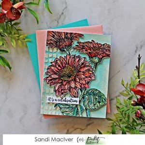 picture of a hand made card created with the Picket Fence Studios Wild Daisies Stamp