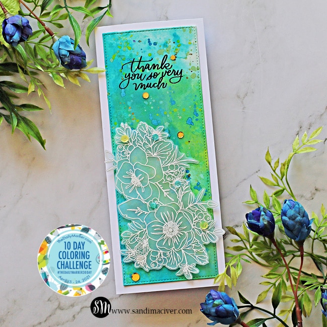 picture of a hand made card created with Distress Oxide Sprays Ink Smooshing and Friendly Flowers stamp set