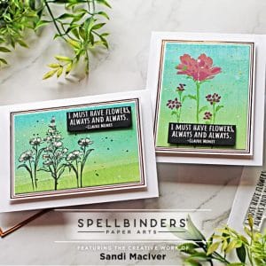 image of two cards created with the Spellbinders Floral Beauties stamp set
