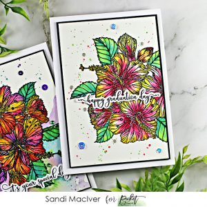 hand made greeting card created with the new Tropical Hibiscus Bouquet stamp from Picket Fence Studios