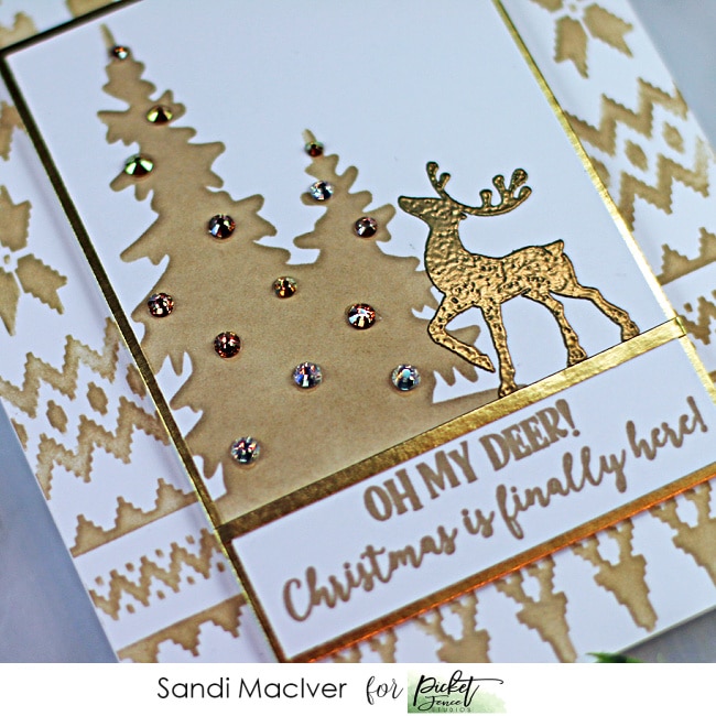 monochromatic christmas cards created with new products from Picket Fence STudios