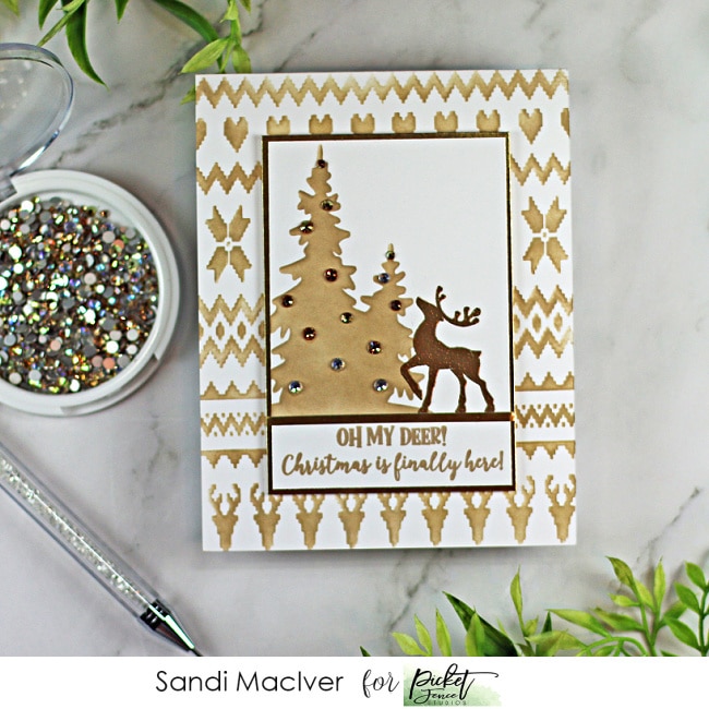 monochromatic christmas cards created with new products from Picket Fence STudios