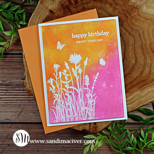 hand made greeting card with distress oxide Inks and stamps from Simon Says Stamp
