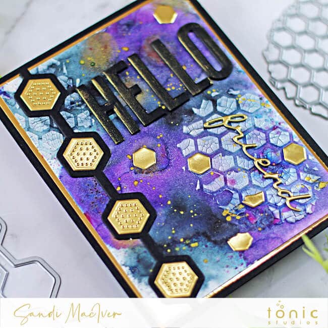 hand made mix media card created with new cardmaking products from Tonic Studios