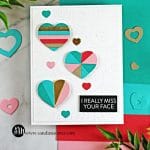 hand made greeting card covered in Geometric hearts using cardmaking products from Simon Says Stamp