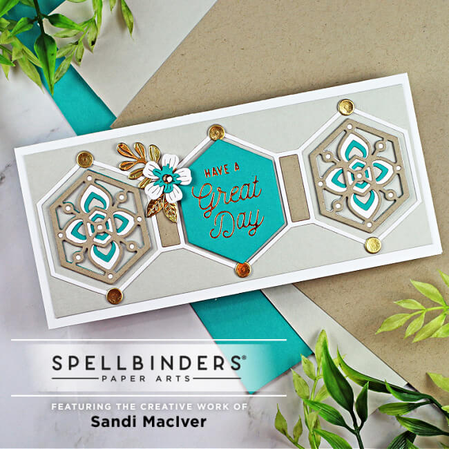 blue and brown handmade mini slimline card created with new cardmaking dies from Spellbinders