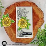 handmade mini slimline card with a yellow Dahlia using cardmaking and paper crafting products from Hero Arts