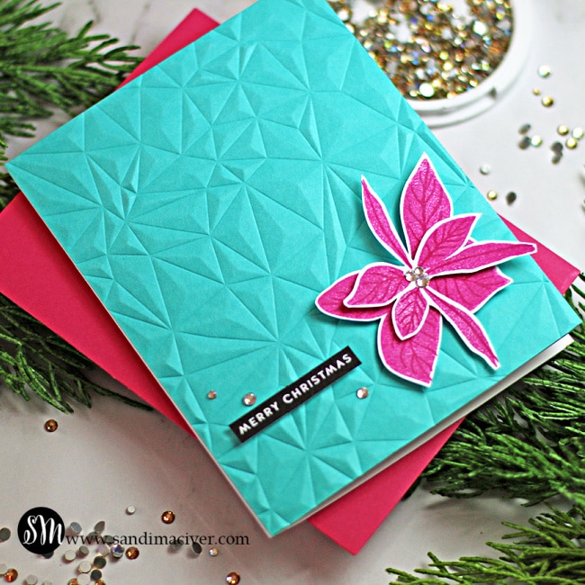 blue and pink handmade christmas card with new paper crafting products from Simon Says Stamp Stamptember release