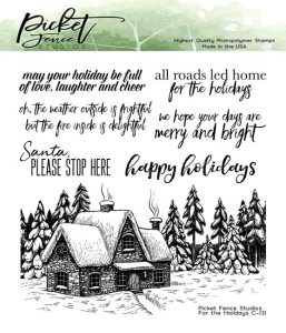 cabin in the forest stamp set for cardmaking and paper crafting from Picket Fence Studios