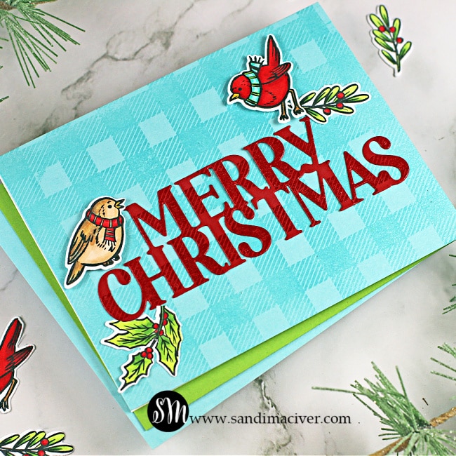 handmade christmas card created with stamps and dies for cardmaking from Hero Arts