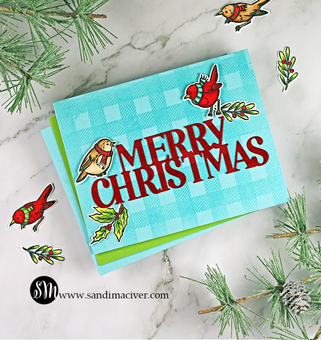 handmade christmas card created with stamps and dies for cardmaking from Hero Arts