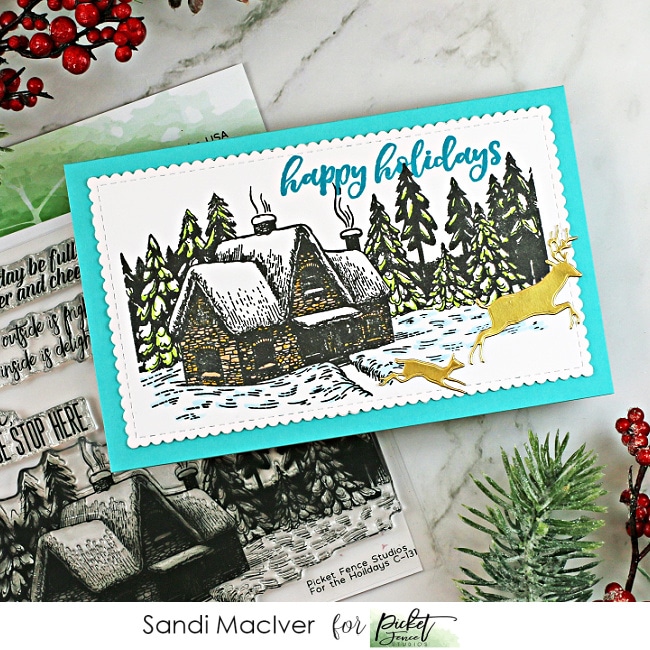 mini slimline christmas card using new paper crafting products from Picket Fence Studios