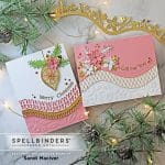 hand made pink gold and white christmas cards created with card making and paper crafting dies from Spellbinders