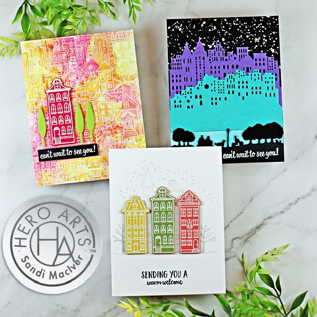 hand made greeting cards created from cardmaking products from Hero Arts