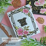 handmade new years card with a white background, doe cut florals and a glimmer sentiment using paper crafting products from Spellbinders