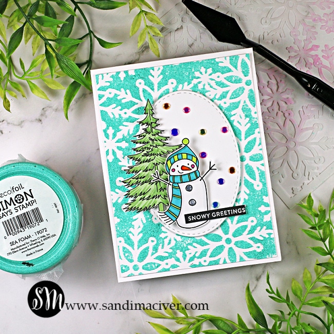 Masculine winter birthday card with a snowman and tree created with new cardmaking products from Simon Says Stamp