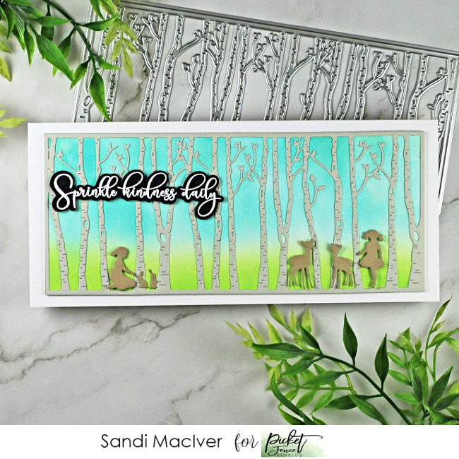 handmade slimline card with a forest scene