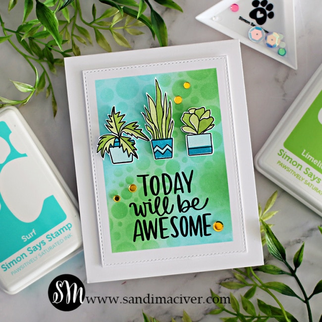 handmade cards with little colored plants created with new card making products from Simon Says Stamp