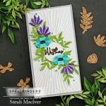 Mini slimline greeting card in blues purples and greens using the new Spellbinders Radiant Burst Embossing Folder