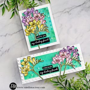 handmade greeting cards with copic colored florals created with new card making supplies from Studio Katia