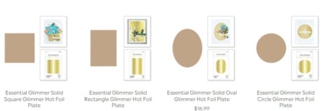 4 shapes of essential glimmer foil plates for card making from Spellbinders