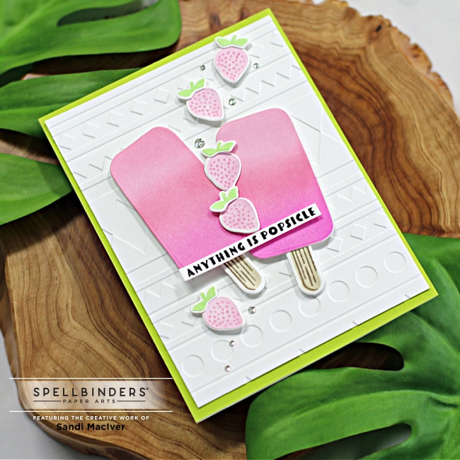 handmade card with two pink popsicles using new card making products from Spellbinders
