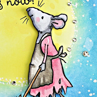 handmade greeting card with a little mouse wishing upon a star created with new card making supplies from Colorado Craft Company
