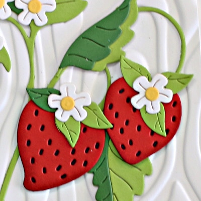 handmade cards with strawberries created with new card making supplies from Spellbinders