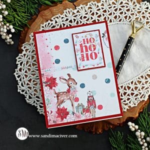 handmade christmas cards in pink and red with a deer and nutcracker using new card making products from Simon Says Stamp