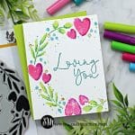 handmade greeting card for Valentine's day with hearts and leaves created with new card making supplies from Simon Says Stamp