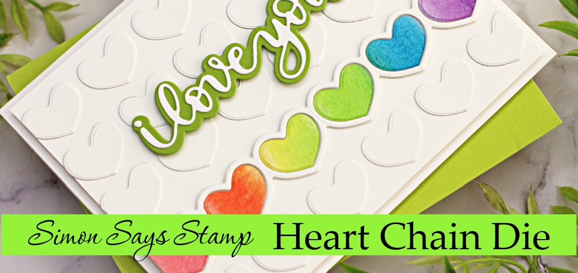 SImon Says Simple Heart Chain Card created with new card making supplies from Simon Says Stamp
