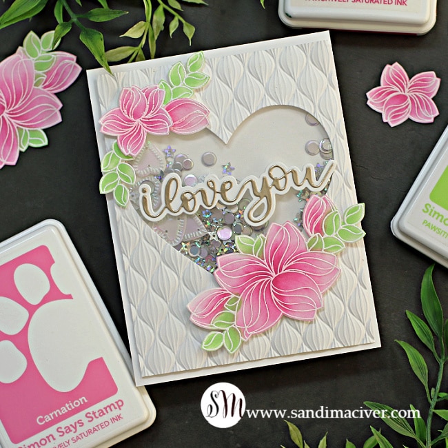 handmade Swoopy FLowers valentine's shaker card created with new card making supplies from Simon Says Stamp