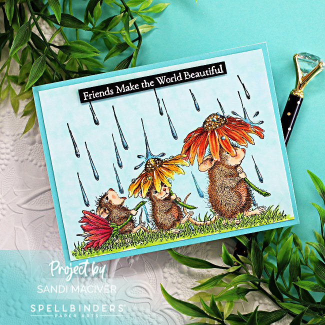 hand made greeting card with the house mouse designs from Spellbinders