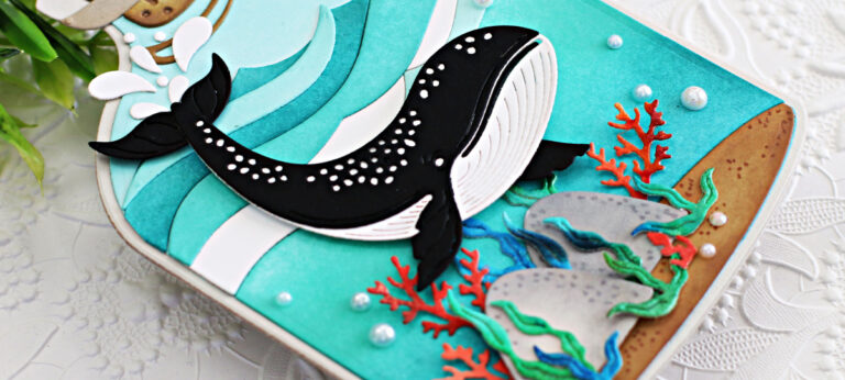 Whale in a bottle shaped card