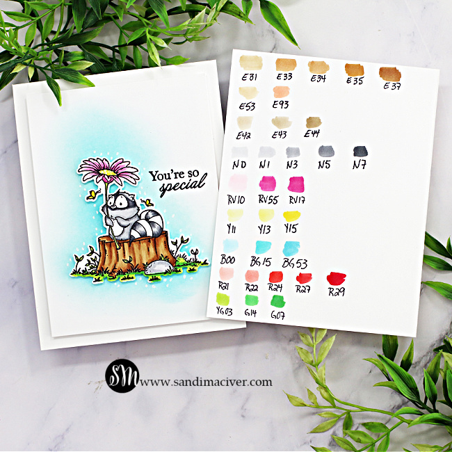 Hand made cards with little animals holding flowers, created with card making supplies from Simon Says Stamp