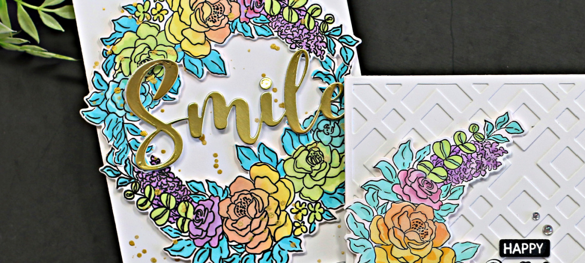 Alex Syberia Designs Floral Medley Rainbow Stenciled Card