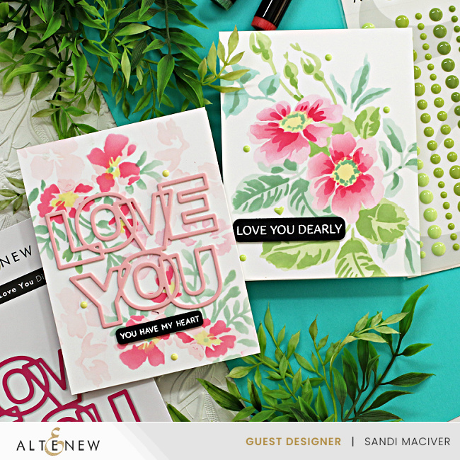 Altenew Watercolor Flowers Stenciled Cards