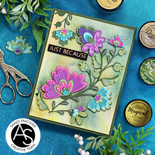 Alex Syberia Designs Mysterious Petals Die Cut Card #2