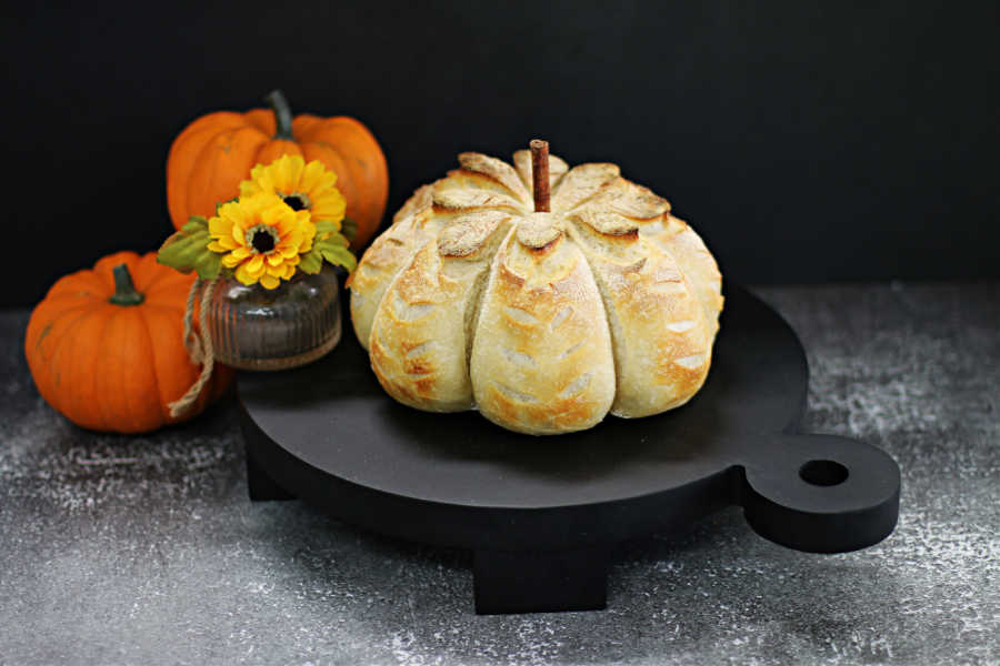 Pumpkin shaped Pumpkin Spice Sourdough Bread recipe