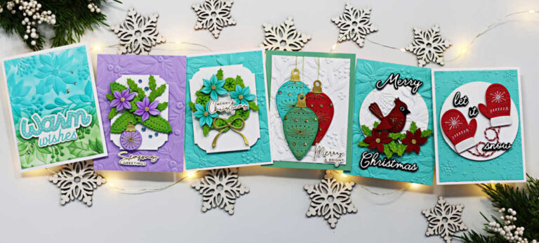 Spellbinders 12 Days of Stitchmas hand stitched christmas cards