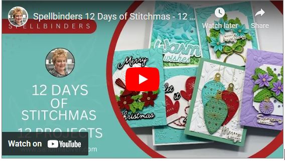 image of a youtube thumbnail for the Spellbinders 12 days of Stitchmas video