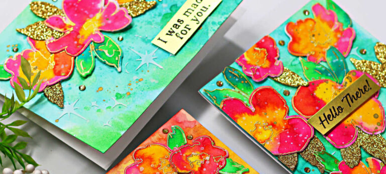 easy Mixed Media Watercolor Flower Cards