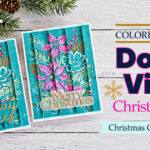 Two teal and pink poinsettia Christmas cards with gold sentiments, showcasing the Colored Embossed Double Vision technique for Christmas Card Magic 2026, video #2.